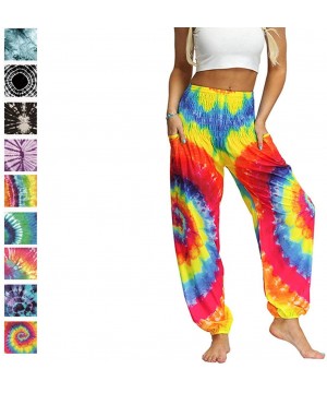 Bottoms Women's Comfy Bohemian Tapered Harem Loose Yoga Tie Dye Pajama Lounge Pant - Colour 06 - CM19C4XWR3H