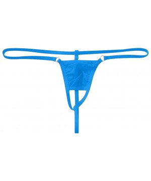 G-Strings & Thongs Men's Sexy Open Front Hole G String See Through Thong Sexy T Back Underwear - Light Blue - CA196HE9GYI