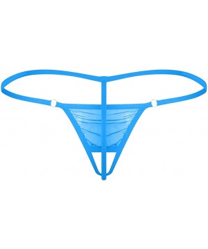 G-Strings & Thongs Men's Sexy Open Front Hole G String See Through Thong Sexy T Back Underwear - Light Blue - CA196HE9GYI