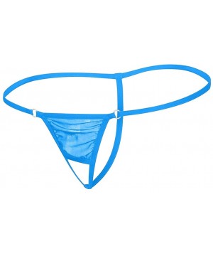 G-Strings & Thongs Men's Sexy Open Front Hole G String See Through Thong Sexy T Back Underwear - Light Blue - CA196HE9GYI