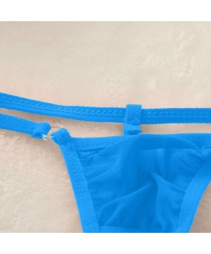 G-Strings & Thongs Men's Sexy Open Front Hole G String See Through Thong Sexy T Back Underwear - Light Blue - CA196HE9GYI