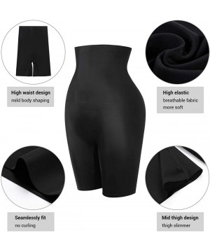 Shapewear Women's High/Low Waist Shaper Panties Tummy Control Thigh Slimmer Shapewear Slips for Under Dresses - Black 3 - C11...