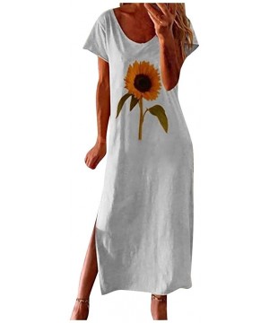 Nightgowns & Sleepshirts Women's Short Sleeve Maxi Dress with Pockets Casual Loose Tunics Summer Long Dress Loungewear Nightg...