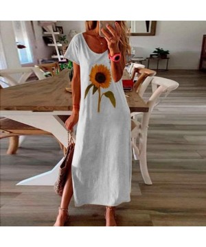 Nightgowns & Sleepshirts Women's Short Sleeve Maxi Dress with Pockets Casual Loose Tunics Summer Long Dress Loungewear Nightg...