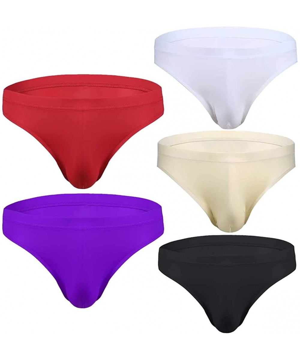 G-Strings & Thongs 5 Pack Men's Bikini Briefs Underwear Thong G-String Bulge Pouch Underpants - Mixed Color - CF199S6ZE6I