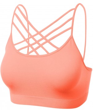 Bras Women's Novelty Bras Seamless Triple Criss-Cross Front Bralette Sports Bra - 102-neon Coral - CK1880303Q8