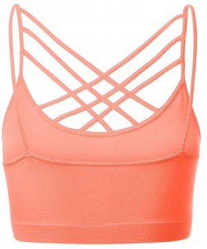 Bras Women's Novelty Bras Seamless Triple Criss-Cross Front Bralette Sports Bra - 102-neon Coral - CK1880303Q8