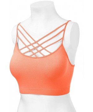 Bras Women's Novelty Bras Seamless Triple Criss-Cross Front Bralette Sports Bra - 102-neon Coral - CK1880303Q8