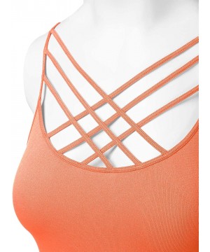 Bras Women's Novelty Bras Seamless Triple Criss-Cross Front Bralette Sports Bra - 102-neon Coral - CK1880303Q8