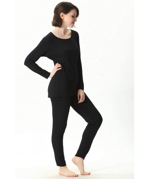 Thermal Underwear Modal Cotton Winter Pajamas for Women-Plus Size Thermal Underwear Set - Black - CT1920KXAA4