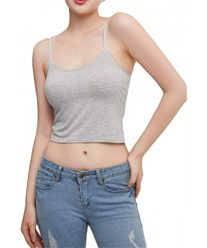 Camisoles & Tanks Women Modal Camisole with Built in Bra- Adjustable Straps Solid Color Yoga Cami Tank Tops - Grey - CW19DOH6KOQ