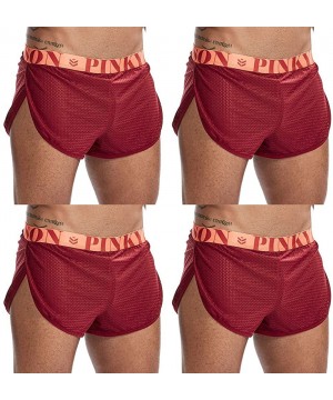 Boxer Briefs Men's Boxer Underwear Split Side Sexy Mesh Breathable Underpants - Red-4peak - C2197T6O743