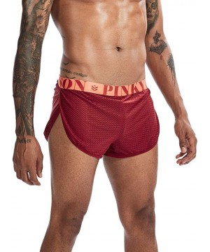 Boxer Briefs Men's Boxer Underwear Split Side Sexy Mesh Breathable Underpants - Red-4peak - C2197T6O743