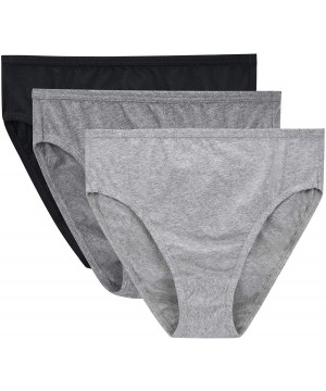 Panties Women's Plus Size Underwear High-Cut Briefs Panties 3 Pack Cotton Stretch - Black- Charcoal Grey-light Grey - C718TGG...