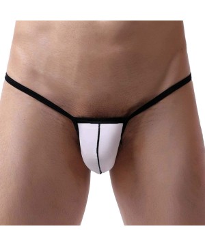 G-Strings & Thongs Men's Micro Low Rise Lingerie Thong Underwear G-String Thongs Bikini Briefs - White - CO197Y546O3