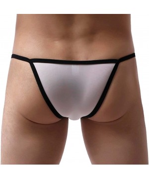 G-Strings & Thongs Men's Micro Low Rise Lingerie Thong Underwear G-String Thongs Bikini Briefs - White - CO197Y546O3