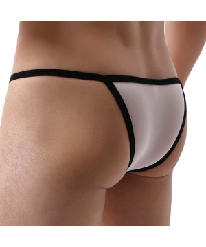 G-Strings & Thongs Men's Micro Low Rise Lingerie Thong Underwear G-String Thongs Bikini Briefs - White - CO197Y546O3