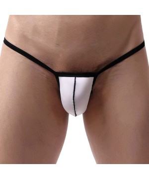 G-Strings & Thongs Men's Micro Low Rise Lingerie Thong Underwear G-String Thongs Bikini Briefs - White - CO197Y546O3