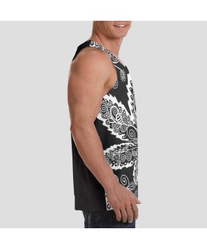 Undershirts Men's Fashion Sleeveless Shirt- Summer Tank Tops- Athletic Undershirt - Cool Cannabis Weed Unique Design Black - ...