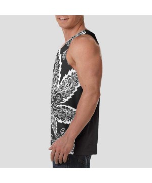 Undershirts Men's Fashion Sleeveless Shirt- Summer Tank Tops- Athletic Undershirt - Cool Cannabis Weed Unique Design Black - ...