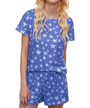 Sets Womens Tie Dye Printed Pajama Sets Leisure Lounger Sleep Wear - Blue Star - C0190442RQE