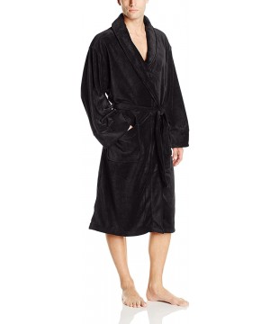 Robes Men's Fleece Shawl-Collar Robe - Black - CF11NVLWUQT