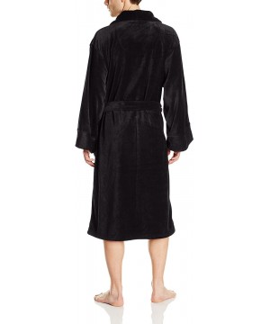 Robes Men's Fleece Shawl-Collar Robe - Black - CF11NVLWUQT