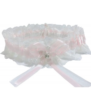 Garters & Garter Belts Vintage Stretch Lace Wedding Garter Belt with Bowknot for Bridal and Bridesmaid - Pink a - CE18ECLYC9O