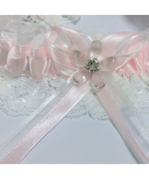 Garters & Garter Belts Vintage Stretch Lace Wedding Garter Belt with Bowknot for Bridal and Bridesmaid - Pink a - CE18ECLYC9O