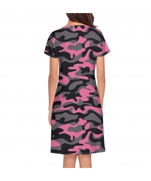 Nightgowns & Sleepshirts Womens Camouglage Animal Camo Cat Short Sleeve Nightgown Soft Sleeping Shirts Loungewear Nightshirts...