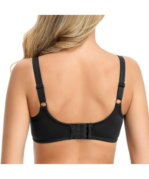 Bras Women's Plus Size Minimizer Bra Full Figure Underwire T-Shirt Bra Molded Cup - Rich Black - C518WU3ZS5D