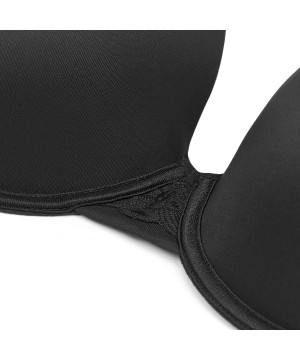 Bras Women's Plus Size Minimizer Bra Full Figure Underwire T-Shirt Bra Molded Cup - Rich Black - C518WU3ZS5D