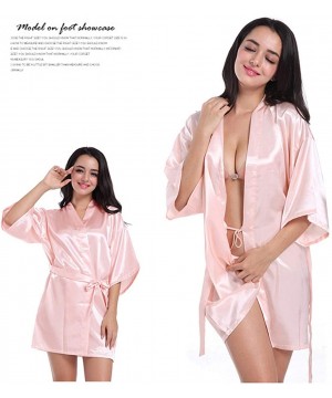 Robes Women's Short Satin Bridal Robe Kimono Wedding Party Getting Ready Robe with Gold Glitter - Style001-pink - CS199S954MI