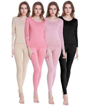 Thermal Underwear The New Womens Winter Warm Thermal Underwear Set Brushed Lined Seamless Round Neck Tops Long Warm Underwear...