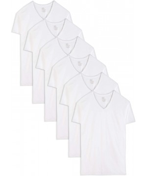 Undershirts Men's Stay Tucked V-Neck T-Shirt - Tall Man - White - 6 Pack - CR18KDC02R0