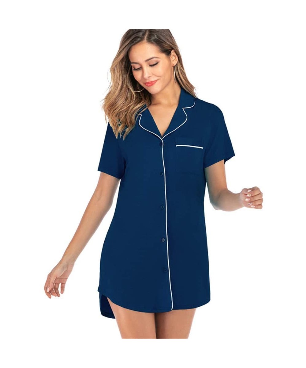 Nightgowns & Sleepshirts Women Modal Cotton Sleepwear Pajamas Sleepdress- Short Sleves V-Neck Fashion Summer Comfortable Caus...