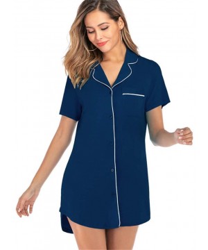 Nightgowns & Sleepshirts Women Modal Cotton Sleepwear Pajamas Sleepdress- Short Sleves V-Neck Fashion Summer Comfortable Caus...