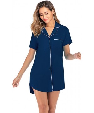 Nightgowns & Sleepshirts Women Modal Cotton Sleepwear Pajamas Sleepdress- Short Sleves V-Neck Fashion Summer Comfortable Caus...