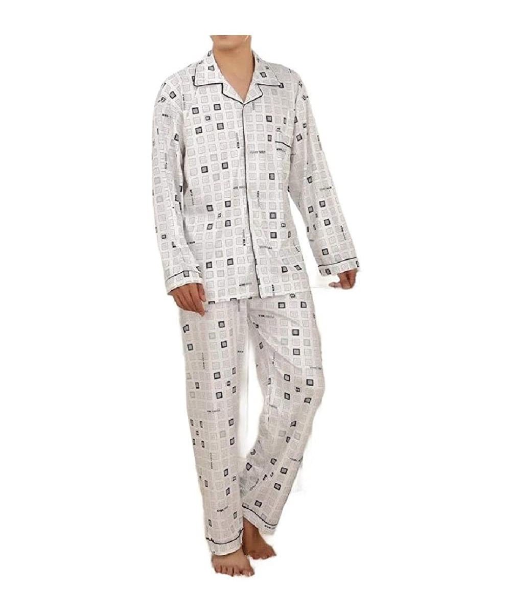 Sleep Sets Men's Cotton Nightwear Summer Long Sleeve 2-Piece Pajama/Sleepwear Set - As4 - C519E7EXAS8