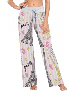 Bottoms Paris Memories Eiffel Tower Women's Pajama Pants Lounge Sleep Wear - Multi - CA19CK4DH5C