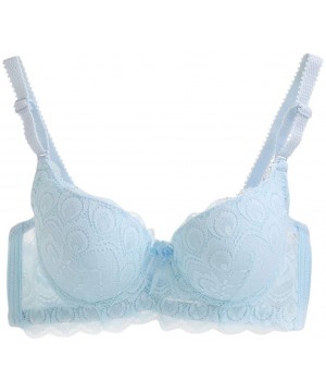 Bustiers & Corsets Women Bras New Printed Lingeries Sexy Brassiere Push Up Underwear Comfortable Solid Lingeries(Sky Blue 75)...