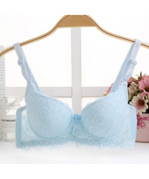 Bustiers & Corsets Women Bras New Printed Lingeries Sexy Brassiere Push Up Underwear Comfortable Solid Lingeries(Sky Blue 75)...