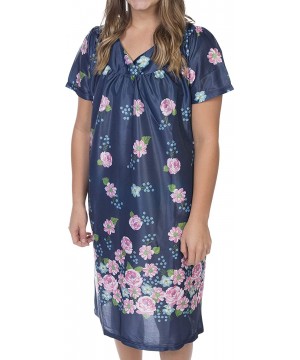 Nightgowns & Sleepshirts Women's Knee Length Lounger - Navy - CO19CO4RWA3