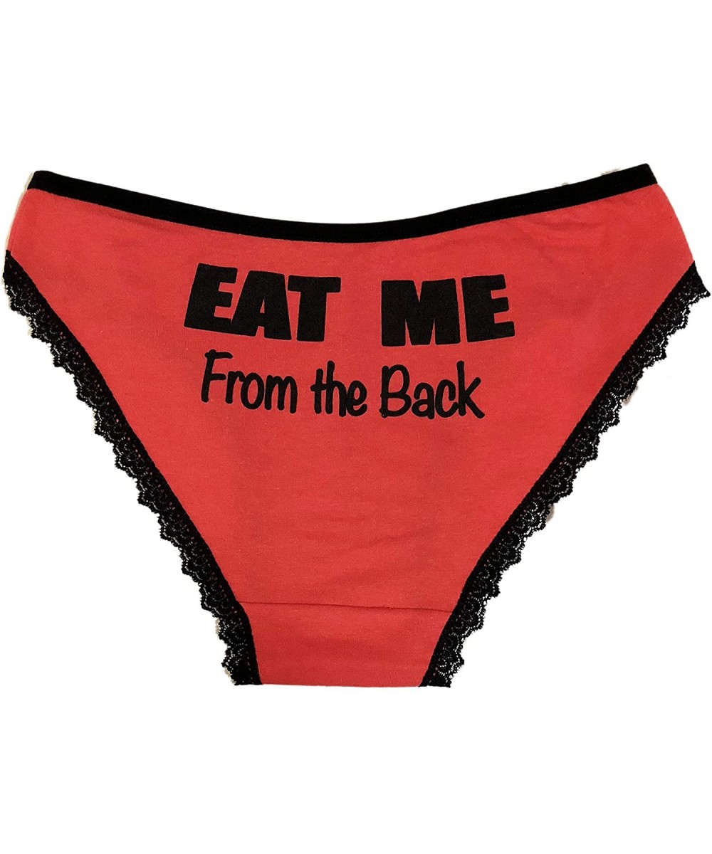 Panties Eat Me from The Back Cotton Panty with Dots and Lace - Red/Black - CN18O8YG5A6