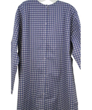 Sleep Tops Mens Adaptive Backsnap Long Sleeve Hospital Style Nightshirt - Blue Square - CI183X8SQX4