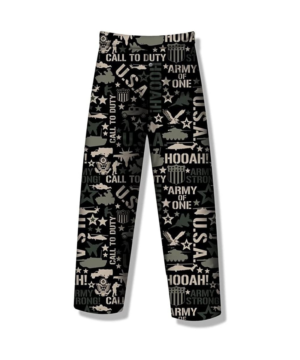 Sleep Bottoms Mens Beer & More Beer Fun Prints Pajama & Lounge Pants - Army Icons - CL110XWRRBR