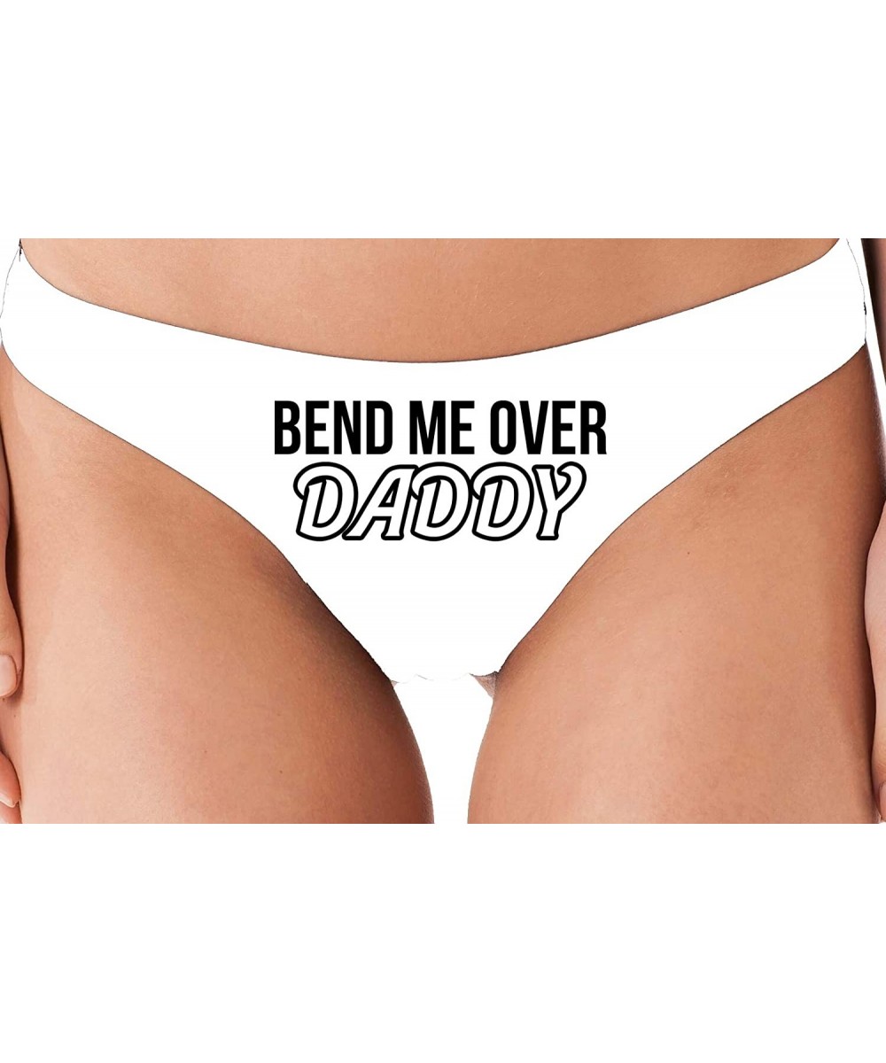 Panties Bend Me Over Daddy Fuck Me Doggy Style White Thong Underwear - Black - CU195A5YTZI