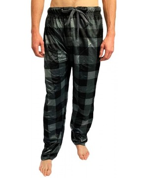 Sleep Bottoms Comfortable Jogger Sweatpants Mink Fleece Pajama Bottoms Sweats Sleep PJ Lounge Pants for Men - Black_plaid - C...