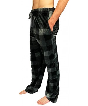 Sleep Bottoms Comfortable Jogger Sweatpants Mink Fleece Pajama Bottoms Sweats Sleep PJ Lounge Pants for Men - Black_plaid - C...