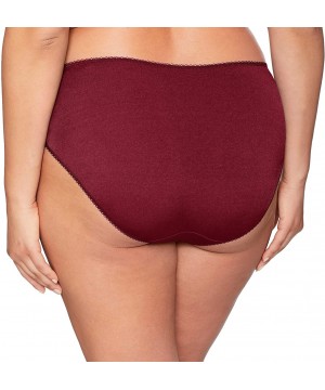 Panties Women's Plus Size Cate Embroidered Briefs - Cabernet - C518CD94DHN